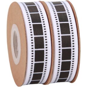 20 Yards Filmstrip Ribbons Black and White Filmstrip Decorating Material Party Accessory 5/8 Inch Movie Reel Ribbon for Party Decorations Gift Wrapping Wreaths Crafts(filmstrip)