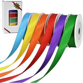 Red Purple Double Face Satin Ribbon 1 Inch width 5 Yards 6 Colors Perfect for Bouquets Gift Wrapping Wedding Decor and Handmade Crafts(6 Rolls Pack)