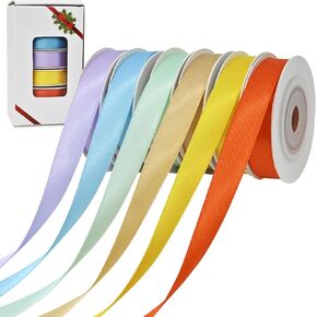 Red Purple Double Face Satin Ribbon 1 Inch width 5 Yards 6 Colors Perfect for Bouquets Gift Wrapping Wedding Decor and Handmade Crafts(6 Rolls Pack)