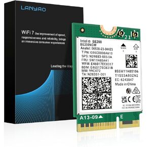 WiFi 7 Wireless Network Card BE200 chipset, Bluetooth 5.4, 5800Mbps M.2/NGFF Network Adapter for Laptop Support Windows10/11, Not Support AMD CPU