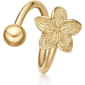 Lavari Jewelers 16 Gauge 10K Yellow Gold Lotus Flower Women's Twist Belly Ring 9 mm Wide
