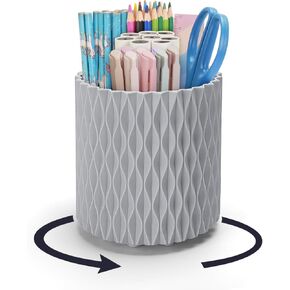 منظم مكتب، حامل أقلام معيني أنيق للمكتب، ملحقات مكتبية تدور 360 درجة، كوب قلم رصاص مع 5 حجرات صندوق تخزين للمكتب، المدرسة، المنزل، مستلزمات فنية (أبيض) in Kuwait