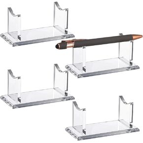 Eersida 4 Pcs Acrylic Pen Holder Display Stand Clear Fountain Pen Pencil Makeup Brush Rack Plastic Ballpoint Pen Display Organizer Desk for Home Office or Store Use