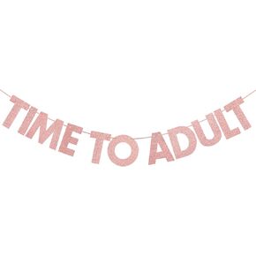 Time to Adult 18th Birthday Party Banner Decoration Boy Adult Party Banner Black Glitter 18 Years Party Supplies Sign for Girls Boys Happy 18th Birthday Party Decoration Supplies Photoprops