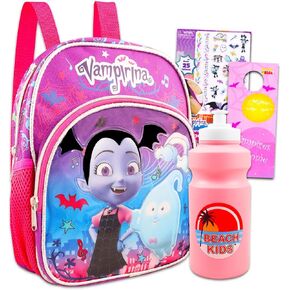 Disney Vampirina Mini Backpack Set - Bundle with 12" Vampirina Backpack Plus Water Bottle, Tattoos, More | Vampirina Backpack Toddler Girls