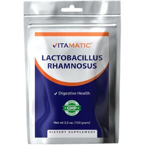 Vitamatic Lactobacillus Rhamnosus Probiotic Powder - Digestive Health Support - 100 Gram (3.5 OZ) - 100 Servings