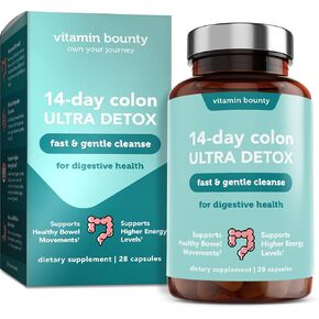 Vitamin Bounty 14-Day Colon Ultra Detox Cleanse - Gentle Colon Cleanse, Colon Cleanser Detox, Soothing Gut Cleanse, Support Gut Health and Regular Bowel Movements, Digestive Health - 28 Capsules