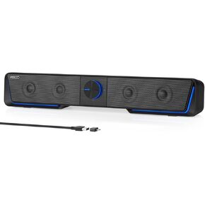 Jeecoo A40 PC Speakers Computer Sound Bar for Desktop Monitor Laptop, Stereo Sound with Vibrating Diaphragms, Touch-Control Flowing LED, Bluetooth & USB Input (Not 3.5mm Jack)