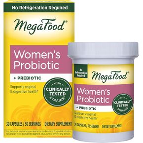 MegaFood Womens Probiotic + Prebiotic - Gluten-Free Prebiotics and Probiotics for Women, Supports Digestive Health & Regularity, Vaginal Probiotics for Healthy pH Levels, Vegetarian - 30 capsules
