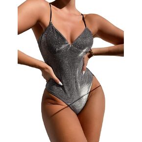 YAUASOPA One Piece Swimsuit Women Shiny Swimwear Sexy Belt Monokini Bikini Bathing Suit Beachwear