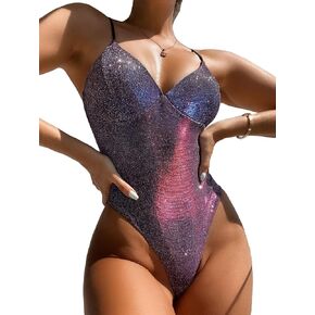 YAUASOPA One Piece Swimsuit Women Shiny Swimwear Sexy Belt Monokini Bikini Bathing Suit Beachwear