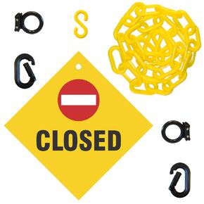 Mr. Chain Closed Sign Kit, Sign and 12-feet Yellow 2-Inch Chain (7412CL)
