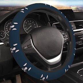Boston Terrier 15 Inch Elastic Steering Wheel Cover - Non-Slip Universal Fit for Cars, SUVs, Vans, Trucks