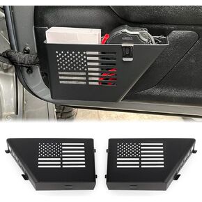 MAIKER OFF ROAD Front Door Organizer Tray Door Storage Box Door Side Insert Organizer with US Flag Style for 2007-2018 Jeep Wrangler JK 2/4 Door (2pcs)