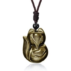 Natural Gemstone Pendulum fox Pendant Necklace Male and Female Necklace