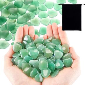 120 Pcs Heart Quartz Bulk Crystals Stone Bulk Natural Polished Quartz Stone Heart Love Carved Healing Crystal Stone Worry Stone with Flannel Bag for Valentine's Day Gifts (Amethyst)