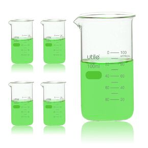 Utile 2 Pcs Plastic Beaker Set of Vol.1000ml, Plastic Measuring Beaker For Lab Science with Blue Printed Graduation, 4007.0281.2