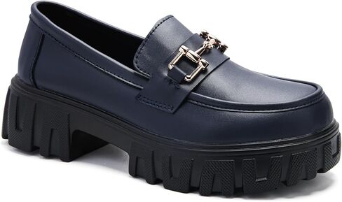Maichal Platform Loafers for Women Slip On Chunky Heel Lug Sole Shoes Business Work Dressy Loafers with Chain in Saudi Arabia