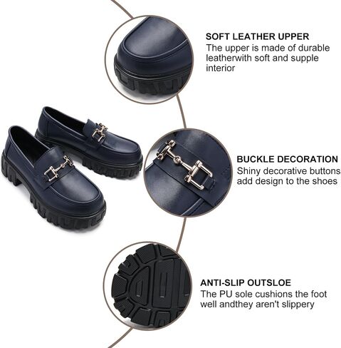 Maichal Platform Loafers for Women Slip On Chunky Heel Lug Sole Shoes Business Work Dressy Loafers with Chain in Saudi Arabia