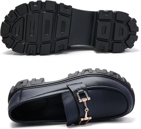 Maichal Platform Loafers for Women Slip On Chunky Heel Lug Sole Shoes Business Work Dressy Loafers with Chain in Saudi Arabia