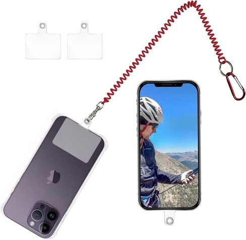 Phone Tether,Phone Leash with Carabiner Clip and Patch,Anti Theft Phone Strap for iPhone and Most Cell Phone (Black) in Saudi Arabia