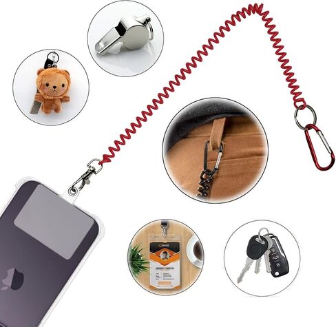 Phone Tether,Phone Leash with Carabiner Clip and Patch,Anti Theft Phone Strap for iPhone and Most Cell Phone (Black) in Saudi Arabia