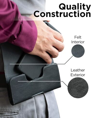 Encased Small Phone Pouch for iPhone 12/13 Mini Belt Clip Holder - Durable PU Leather (Case Free/Thin Case) in Saudi Arabia