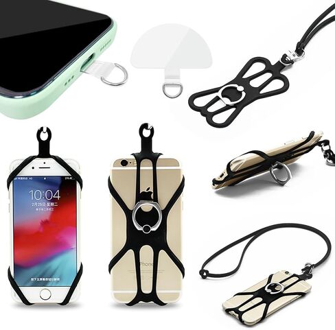 Universal Phone Lanyard Holder, Fishing Phone Tether+Ring Grip, Phone Leash Tactical Pistol Lanyard+Clip for iPhone in Saudi Arabia