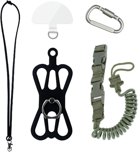 Universal Phone Lanyard Holder, Fishing Phone Tether+Ring Grip, Phone Leash Tactical Pistol Lanyard+Clip for iPhone in Saudi Arabia