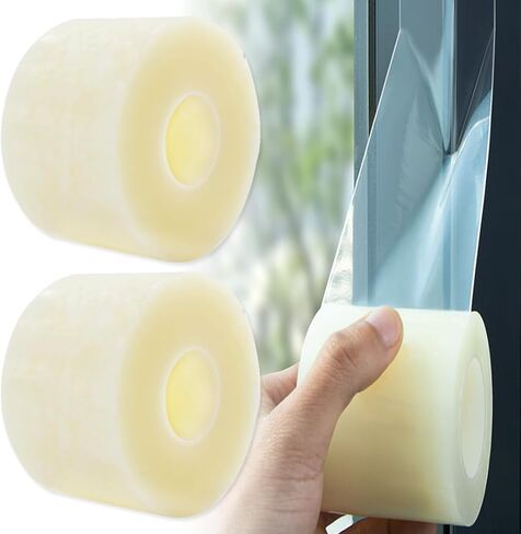 شريط إغلاق شفاف للطقس للنافذة، 2 بوصة × 55 ياردة (عبوتان إجمالي 110 ياردة)، شريط عازل شفاف للنافذة لفصل الشتاء، لا تتم إزالة أي بقايا بشكل نظيف in Kuwait