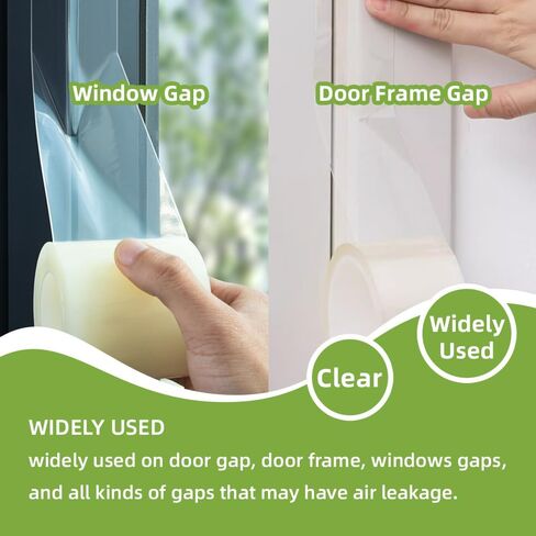 شريط إغلاق شفاف للطقس للنافذة، 2 بوصة × 55 ياردة (عبوتان إجمالي 110 ياردة)، شريط عازل شفاف للنافذة لفصل الشتاء، لا تتم إزالة أي بقايا بشكل نظيف in Kuwait