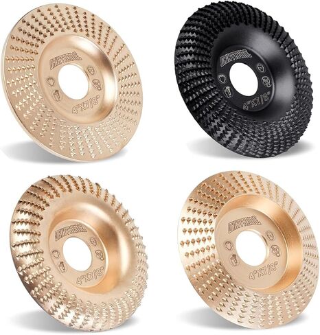 4Pcs 4 Inch HIGH TEMPERATURE HARDENING Wood Carving Disc Grinding Wheel Set Wood Shaping Wheel Wood Grinding Shaping Disc for Angle Grinder with 7/8" -5/8" Arbor in Saudi Arabia