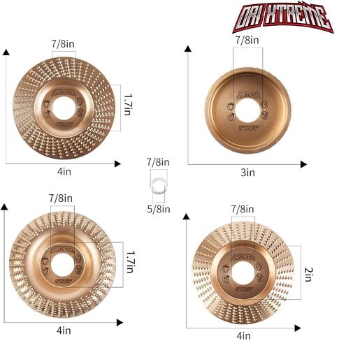 4Pcs 4 Inch HIGH TEMPERATURE HARDENING Wood Carving Disc Grinding Wheel Set Wood Shaping Wheel Wood Grinding Shaping Disc for Angle Grinder with 7/8" -5/8" Arbor in Saudi Arabia