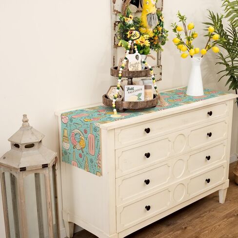 arkeny الصيف الجدول عداء 13x90 بوصة، الآيس كريم الحلوى الموسمية مزرعة الخيش الأزرق المطبخ الداخلي الذكرى السنوية طاولة الطعام ديكور للمنزل حزب AT609-90 in Saudi Arabia