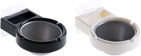 2PCS Wall Mounted Adhesive Ash Tray Stainless Steel Cigarette Bin with Adhesive Tape for Bathroom Livingroom Home Office Hotel Toilet(black,white) in Saudi Arabia