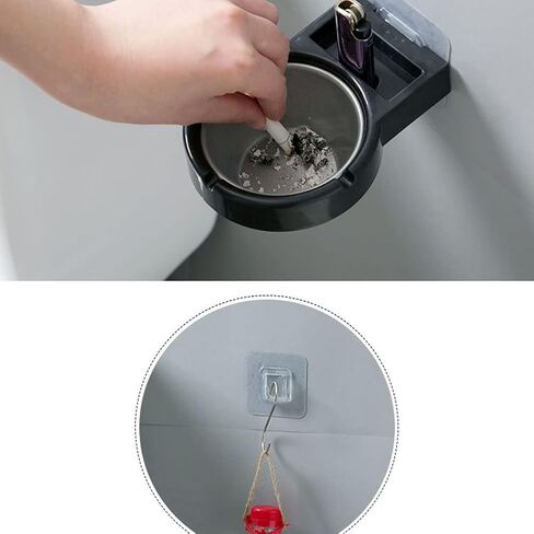 2PCS Wall Mounted Adhesive Ash Tray Stainless Steel Cigarette Bin with Adhesive Tape for Bathroom Livingroom Home Office Hotel Toilet(black,white) in Saudi Arabia