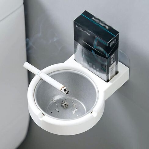 2PCS Wall Mounted Adhesive Ash Tray Stainless Steel Cigarette Bin with Adhesive Tape for Bathroom Livingroom Home Office Hotel Toilet(black,white) in Saudi Arabia