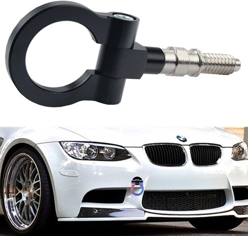 Dewhel JDM Aluminum Track Racing Front Rear Bumper Guard Auto Trailer Ring Hook Eye Towing Tow Hook Kit Black compatible with BMW 1 3 5 Series X5 X6 E36 E39 E46 E82 E90 E91 E92 E93 E70 E71 MINI Cooper in Saudi Arabia