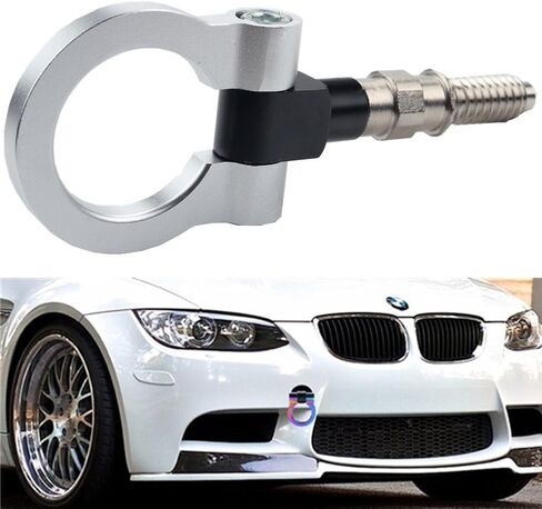 Dewhel JDM Aluminum Track Racing Front Rear Bumper Guard Auto Trailer Ring Hook Eye Towing Tow Hook Kit Black compatible with BMW 1 3 5 Series X5 X6 E36 E39 E46 E82 E90 E91 E92 E93 E70 E71 MINI Cooper in Saudi Arabia
