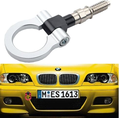 Dewhel JDM Aluminum Track Racing Front Rear Bumper Guard Auto Trailer Ring Hook Eye Towing Tow Hook Kit Black compatible with BMW 1 3 5 Series X5 X6 E36 E39 E46 E82 E90 E91 E92 E93 E70 E71 MINI Cooper in Saudi Arabia