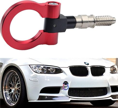 Dewhel JDM Aluminum Track Racing Front Rear Bumper Guard Auto Trailer Ring Hook Eye Towing Tow Hook Kit Black compatible with BMW 1 3 5 Series X5 X6 E36 E39 E46 E82 E90 E91 E92 E93 E70 E71 MINI Cooper in Saudi Arabia