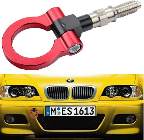 Dewhel JDM Aluminum Track Racing Front Rear Bumper Guard Auto Trailer Ring Hook Eye Towing Tow Hook Kit Black compatible with BMW 1 3 5 Series X5 X6 E36 E39 E46 E82 E90 E91 E92 E93 E70 E71 MINI Cooper in Saudi Arabia