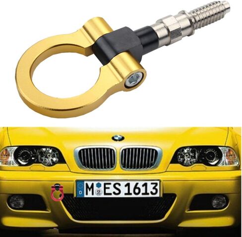 Dewhel JDM Aluminum Track Racing Front Rear Bumper Guard Auto Trailer Ring Hook Eye Towing Tow Hook Kit Black compatible with BMW 1 3 5 Series X5 X6 E36 E39 E46 E82 E90 E91 E92 E93 E70 E71 MINI Cooper in Saudi Arabia