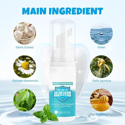 (50ML*2 PCS) Mouthwash Foam,Teeth Mouthwash Whitening Toothpaste Foam,Ultra-fine Mousse Foam Whitening Products,Deep Cleaning Toothpaste,Teeth Whitening Foam for White Teeth & Fresh Breath in Kuwait