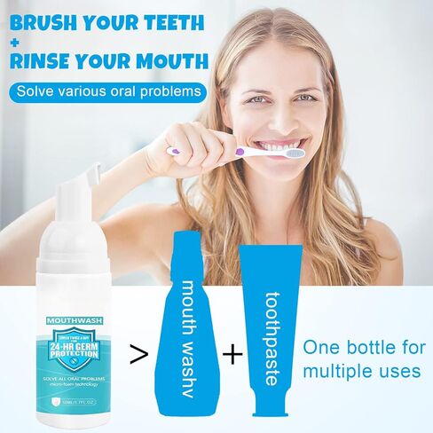 (50ML*2 PCS) Mouthwash Foam,Teeth Mouthwash Whitening Toothpaste Foam,Ultra-fine Mousse Foam Whitening Products,Deep Cleaning Toothpaste,Teeth Whitening Foam for White Teeth & Fresh Breath in Kuwait