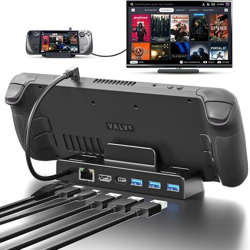 YIGORN Steam Deck Dock، محطة إرساء 6 في 1 مع HDMI2.0 4K@60 هرتز، جيجابت إيثرنت، 3 منافذ USB-A 3.0 و100 واط شحن USB-C متوافقة مع حامل ملحقات صمام البخار in Kuwait