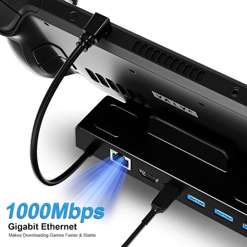 YIGORN Steam Deck Dock، محطة إرساء 6 في 1 مع HDMI2.0 4K@60 هرتز، جيجابت إيثرنت، 3 منافذ USB-A 3.0 و100 واط شحن USB-C متوافقة مع حامل ملحقات صمام البخار in Kuwait