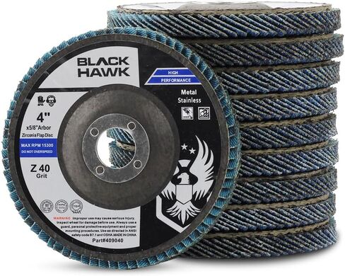 BHA 4 Inch Zirconia Abrasive Flap Discs Angle Grinder Wheels for Deburring, Blending, Rust Removal, Grinding Metal or Sanding Wood, 4" x 5/8" - 10 Pack (40 Grit) in Saudi Arabia