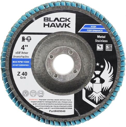 BHA 4 Inch Zirconia Abrasive Flap Discs Angle Grinder Wheels for Deburring, Blending, Rust Removal, Grinding Metal or Sanding Wood, 4" x 5/8" - 10 Pack (40 Grit) in Saudi Arabia