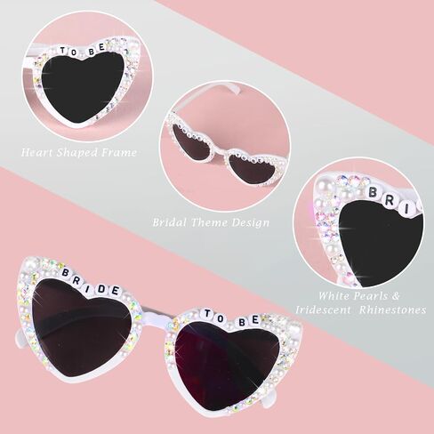 Bride Sunglasses For Bachelorette Party，Bachelorette Sunglasses，White Bride Heart Sunglasses For Women，Bride To Be Sunglasses For Wedding Gift in Saudi Arabia